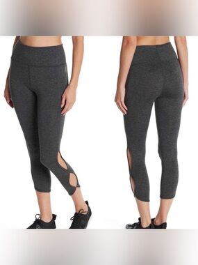 FP Movement by Free People Charcoal Gray High-Waist Cutout Capri Leggings